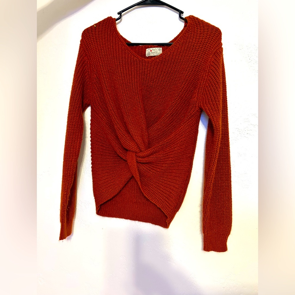 Burnt orange cross over sweater comfy